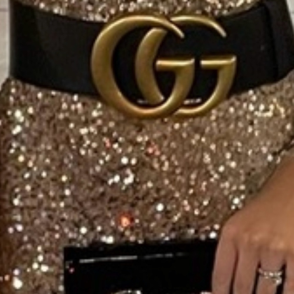 Oversized Gucci belt fits a small